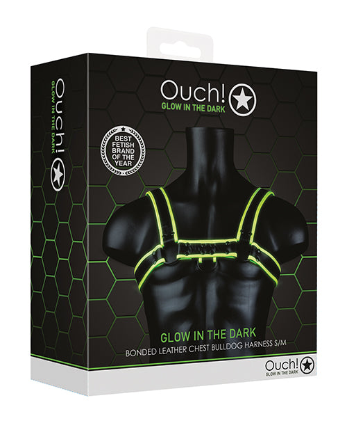Ouch Glow in the Dark Bulldog Harness Adjustable Chest Strap with Fluorescent Detailing for Versatile Bondage Restraint