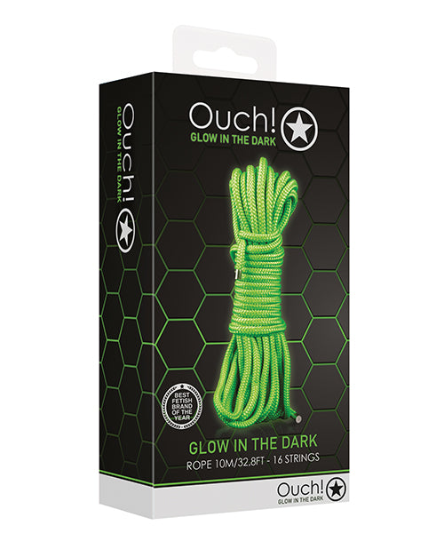 Ouch Bondage Rope Glow in the Dark Fluorescent Detailing 10m for Creative Restraint Play