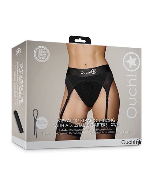 Ouch Strap-On Thong with Vibrating 10-Speed Bullet and Adjustable Garters for Comfortable Intimate Play