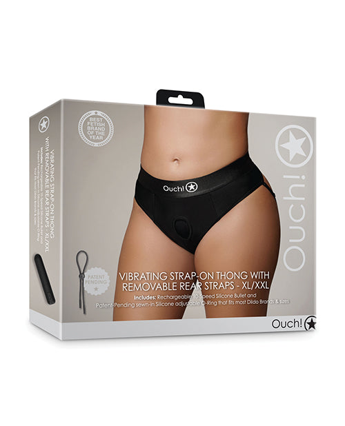 Ouch Strap On Thong with Removable Rear Straps and Rechargeable Vibrating Bullet for Hands-Free Pegging and Packing
