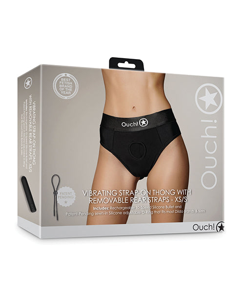 Ouch Strap On Vibrating Thong Removable Rear Straps Rechargeable Bullet for Versatile Hands-Free Pleasure