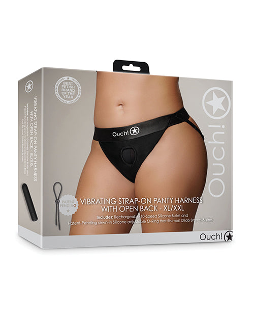 Ouch Strap On Vibrating Panty Harness with Open Back and Rechargeable Bullet for Versatile XL/XXL Fit and Intimate Play
