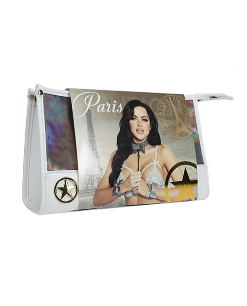 Ouch Paris Collection Bondage Kit with Iridescent Handbag and Rechargeable Vibrating Bullet for Complete Restraint and Sensory Play