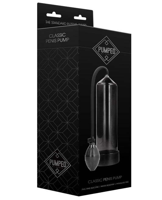 Pumped Penis Enhancement Pump Classic Black with Silicone Sleeve and Handheld Pump for Erectile Support