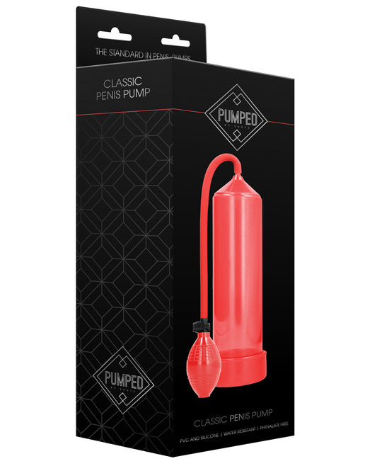 Pumped Penis Enhancement Pump Classic Red with Silicone Sleeve and Handheld Pump for Erectile Support