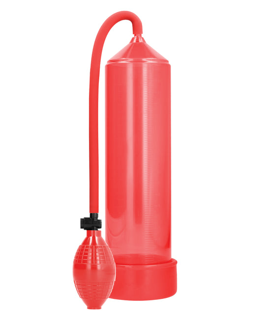 Classic Red Penis Pump with Comfortable Silicone Sleeve and Handheld Pump