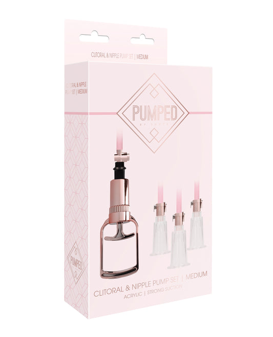 Pumped Clitoral & Nipple Pump Stimulator Set with Adjustable Suction and Rose Gold Design for Enhanced Sensation
