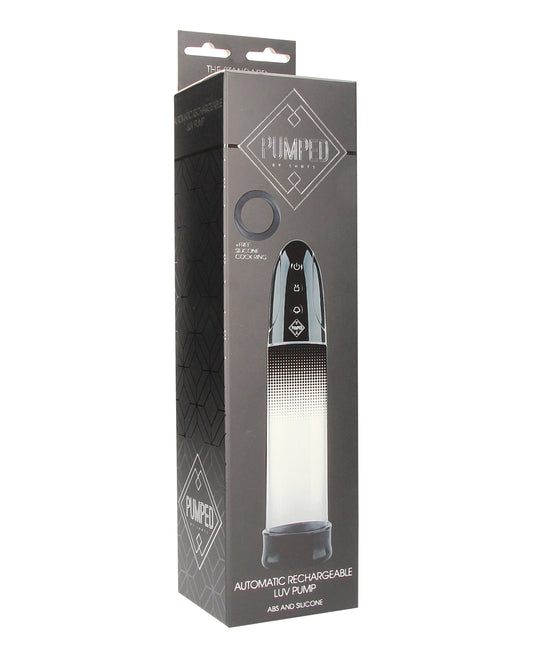 Pumped Penis Enhancement Automatic Rechargeable Luv Pump Black with Silicone Sleeve for Instant Erection and Enlargement