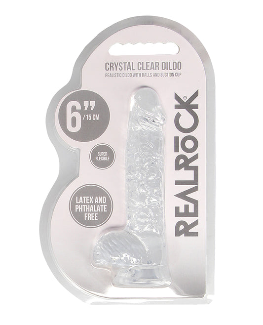 RealRock Dildo Transparent Realistic Balls Suction Cup for Body-Safe Hygienic Pleasure