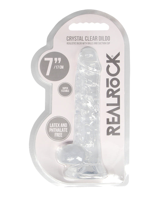 RealRock Dildo Transparent Realistic Shape Sturdy Suction Cup for Hands-Free Pleasure