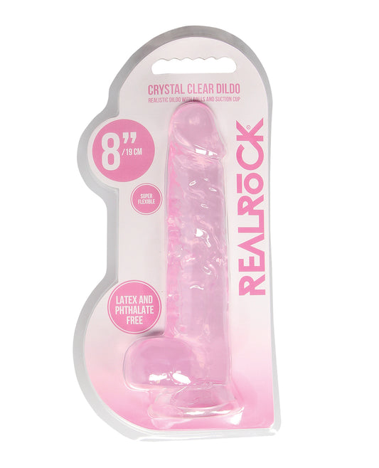 RealRock Dildo Crystal Clear Realistic Design Suction Cup Base for Hands-Free Pleasure