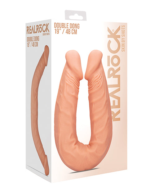 RealRock Double Dong Lifelike Flesh Velvet-Soft TPE Waterproof Design for Realistic Stimulation