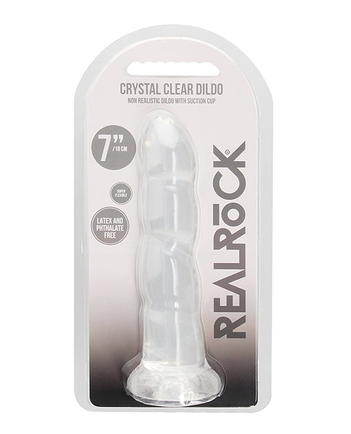 RealRock Dongs & Dildos Transparent Rippled Dildo with Suction Base for Versatile Anal and Vaginal Stimulation