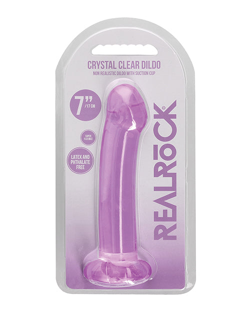 RealRock Dildo Crystal Clear Purple Suction Base Non-Porous PVC for Anal and Vaginal Pleasure
