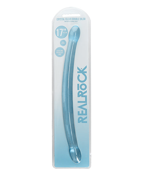 RealRock Dongs & Dildos Crystal Clear 17-Inch Double Dildo Blue Dual-Ended for Versatile Pleasure