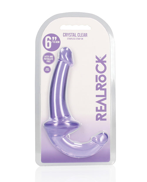 RealRock Strapless Strap-On Clear Purple Body-Safe Non-Porous Material for Couples Pleasure