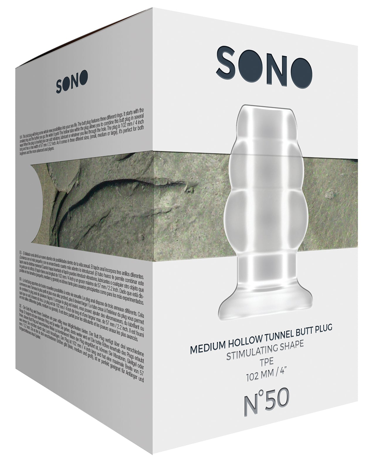 Sono Anal Products Medium Clear Hollow Butt Plug with Graduated Rings for Versatile Intimate Play