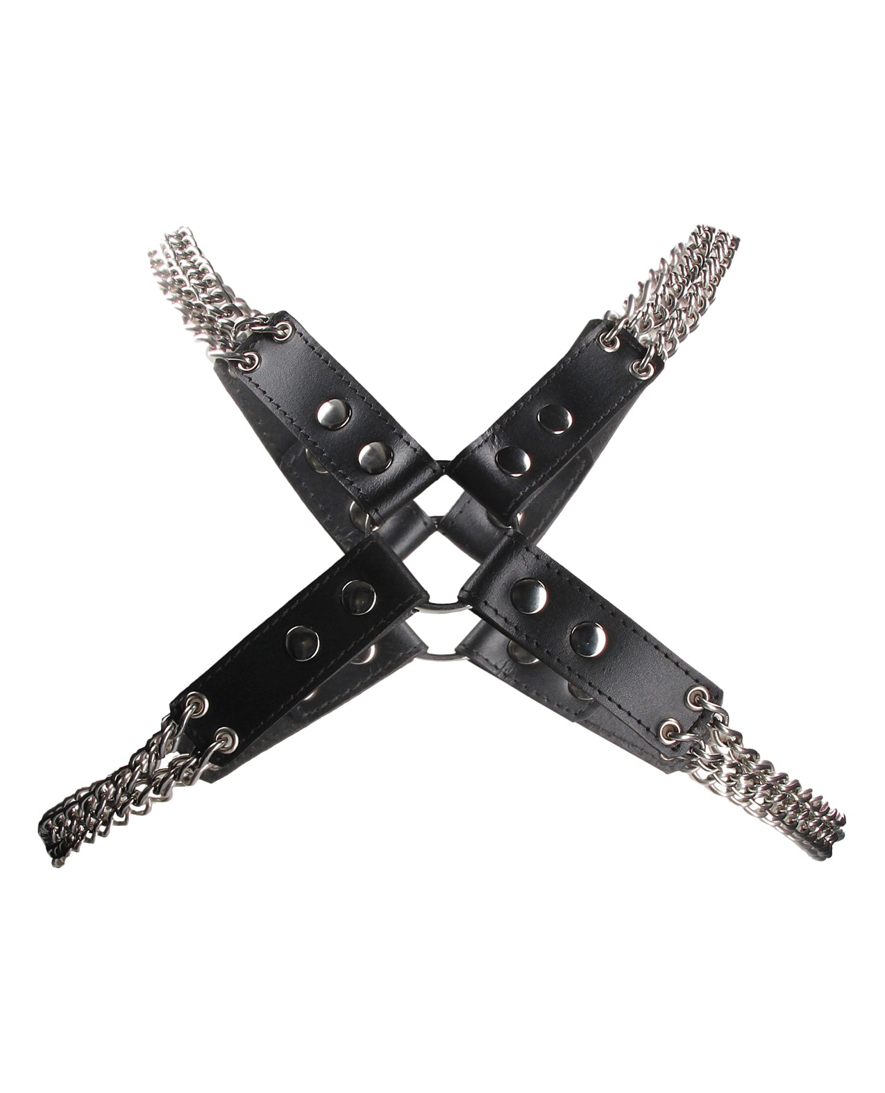 Ouch Uomo Bondage Harness Real Leather Adjustable Chain O-Rings for Fashion or BDSM Restraint Play