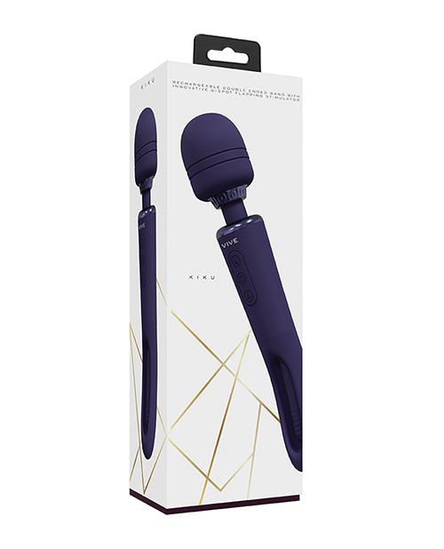 Vive Vibrator Double-Ended Flapping Tongue Vibrating Wand in Purple for Versatile Intimate Stimulation