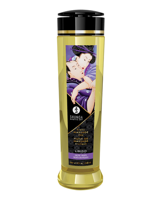 Shunga Massage Oil Exotic Fruits natural blend, smooth non-greasy formula for relaxing sensual massage