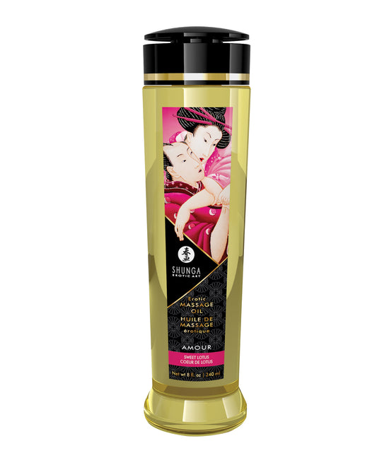 Shunga Massage Oil 100% Natural Sweet Lotus Blend with Moisturizing Oils for Relaxing Body Massage