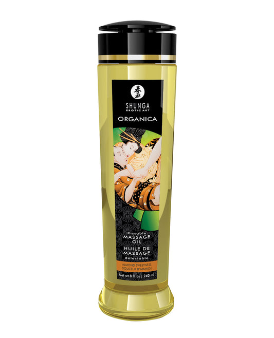 Shunga Massage Oil Organic Almond Sweetness Silky Texture Kissable Formula for Sensual Body Care