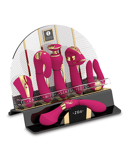 Shunga Intimate Massagers Display Set with Raspberry Finish and Six Massagers for Retail Counter Presentation