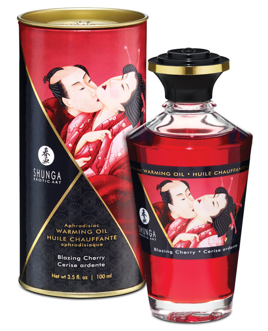 Shunga Massage Oil Edible Cherry Flavor Warming Effect for Sensual Massage and Intimate Play