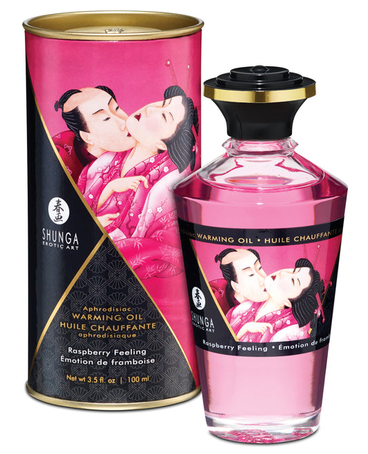 Shunga Massage Oil Edible Warming Oil Raspberry Flavor for Enhanced Sensual Massage