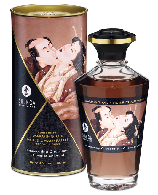 Shunga Massage Product Edible Chocolate Warming Oil with Breath-Activated Heat for Intimate Sensual Massage