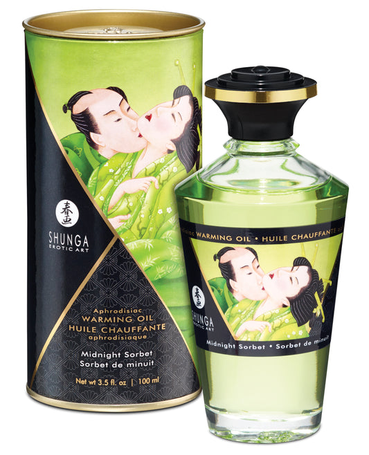 Shunga Massage Products Edible Warming Oil Midnight Sorbet Flavor for Sensual Massage and Intimacy