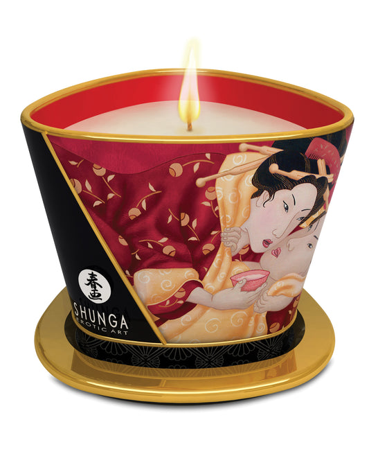 Shunga Massage Candle Soy-Based Scented Strawberry Wine Massage Oil for Romantic Ambiance