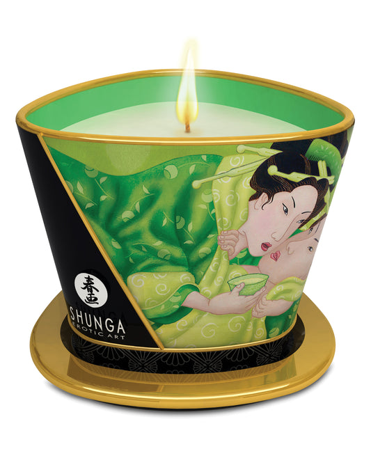 Shunga Massage Candle Soy-Based Ambiance Dual-Purpose Green Tea Scent for Relaxing Massage