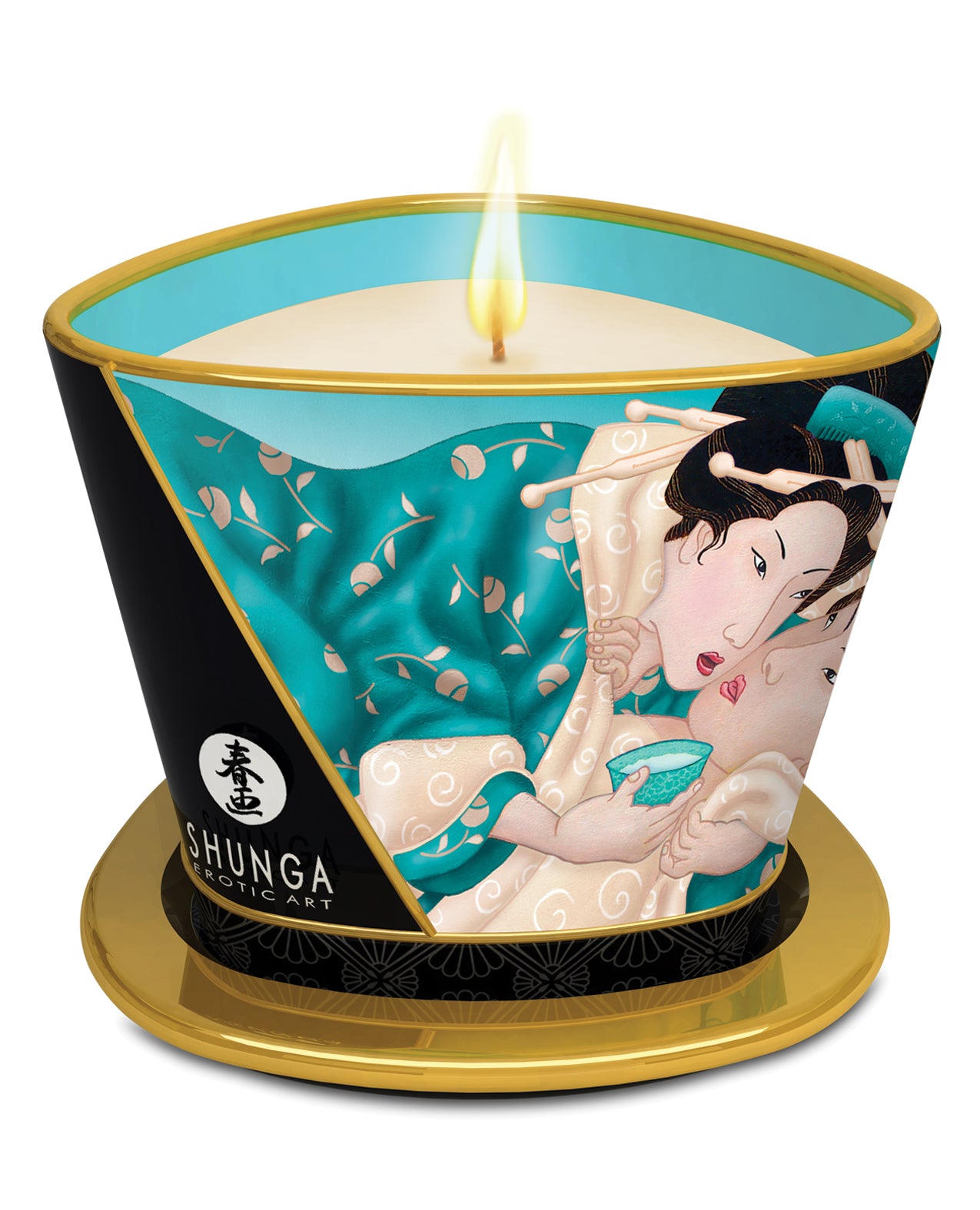 Shunga Massage Candle Soy-Based Natural Oils Island Blossoms Scent for Setting the Mood and Relaxing Massage