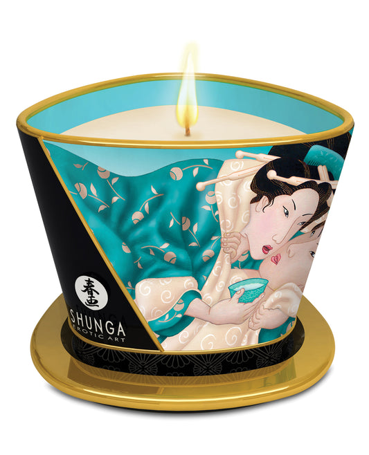 Shunga Massage Candle Soy-Based Natural Oils Island Blossoms Scent for Setting the Mood and Relaxing Massage
