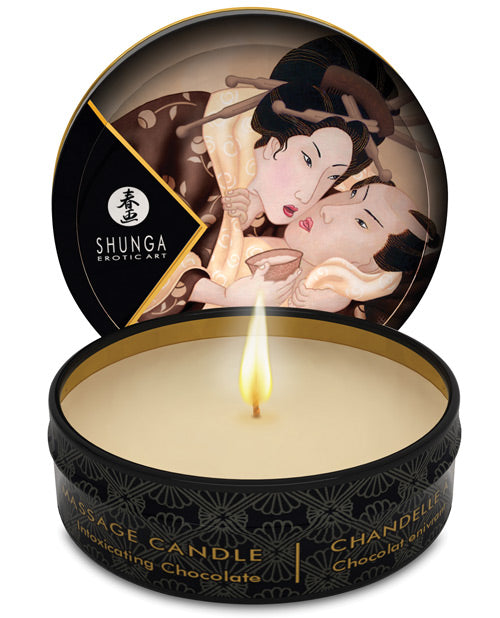 Shunga Massage Candle Soy Wax Travel Size with Intoxicating Chocolate Scent for Ambiance and Body Massage