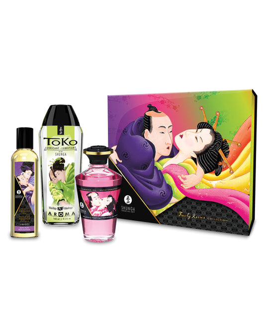 Shunga Lubricants Kit Exotic Fruity Flavors Massage Oil Warming Aphrodisiac for Sensual Intimacy