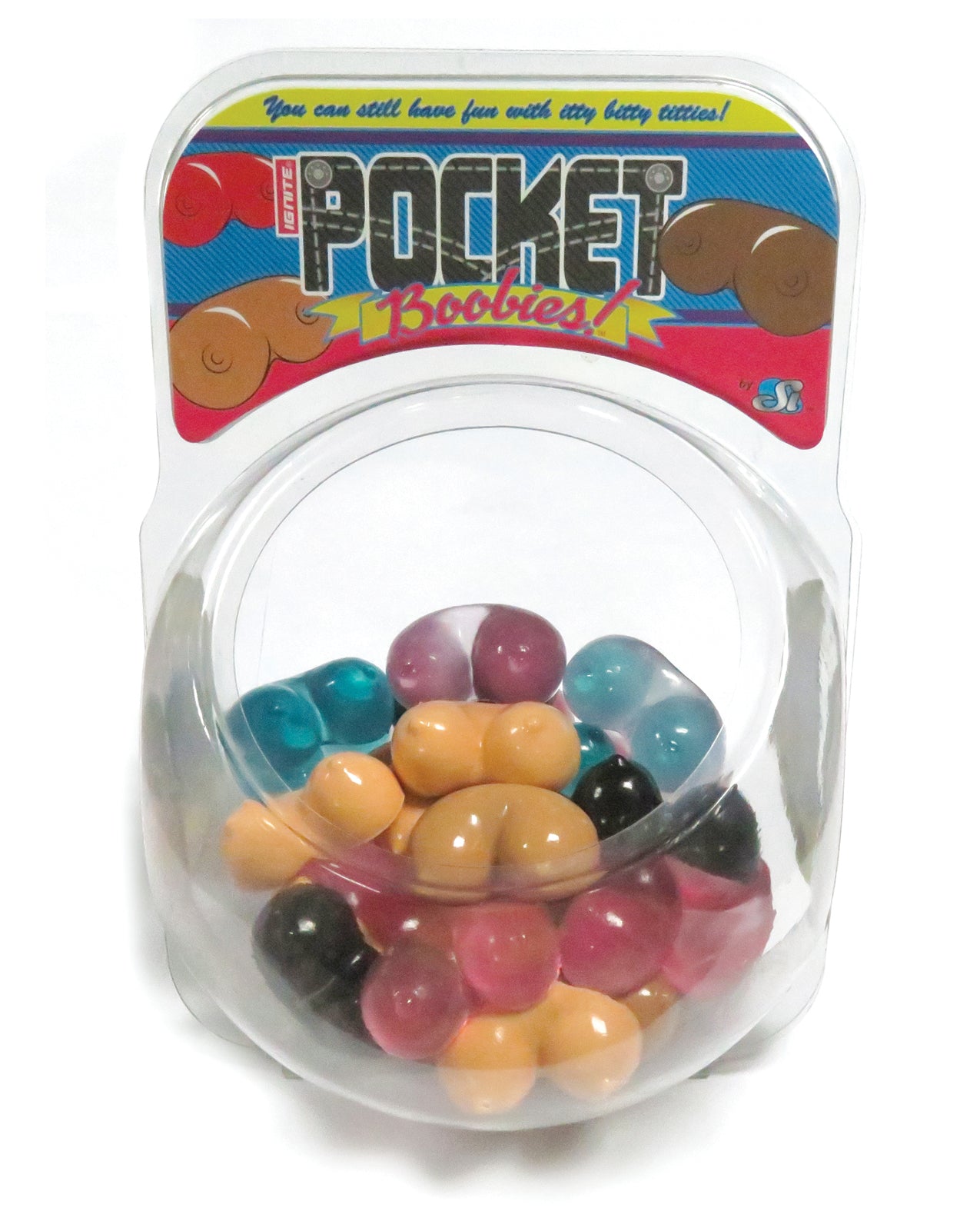 SI Novelties Pocket Boobies Display set of 30 mini rubber toys for party favors and adult novelty fun