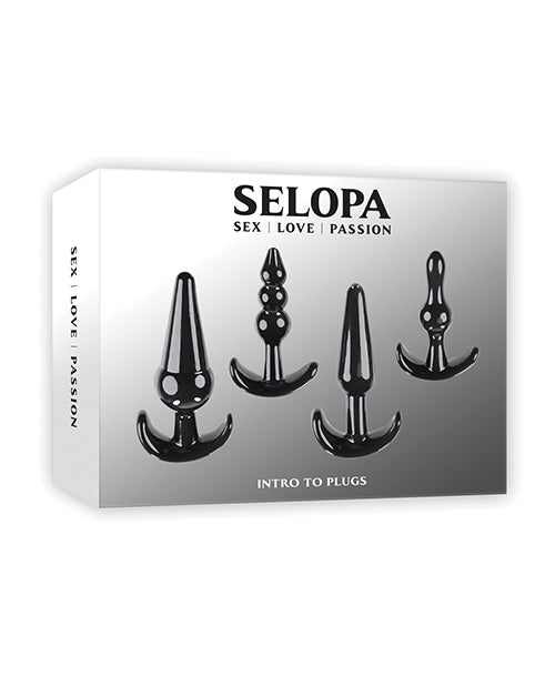 Selopa Anal Plug Kit Flexible Silicone 4 Shapes with Tapered Tips for Safe Exploration