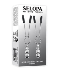 Selopa Bondage Blindfolds & Restraints Beaded Nipple Clamps Adjustable Silver Weights for Sensual Pleasure
