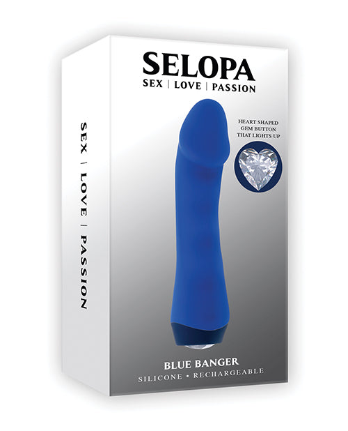 Selopa Vibrator Petite Blue Curved Head Wavy Textured Shaft with Heart Gem for Targeted Stimulation
