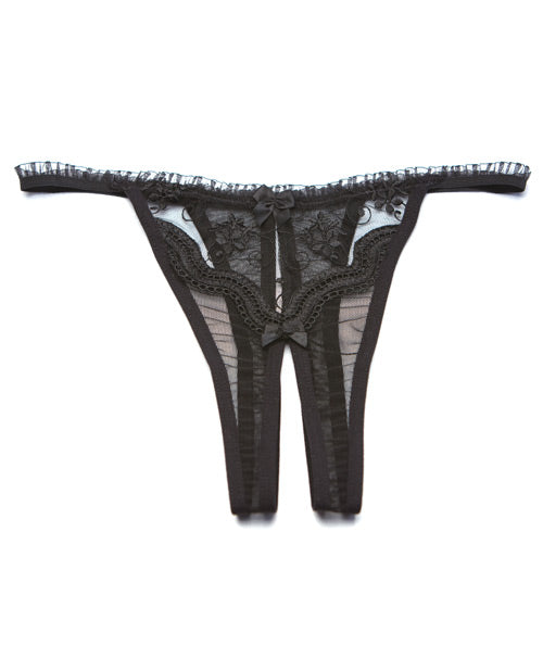 Shirley Of Hollywood Lingerie Scalloped Embroidery Crotchless Thong Panty for Sophisticated Seduction