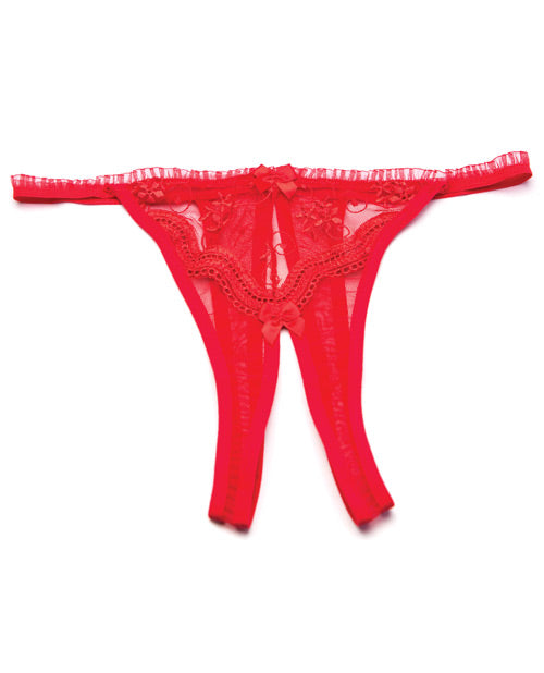 Shirley Of Hollywood Lingerie Crotchless Panty Scalloped Embroidery Red for Sensual Comfort