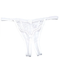 Shirley Of Hollywood Lingerie Scalloped Embroidery Crotchless Thong Panty White for Sensual and Elegant Lingerie Wear