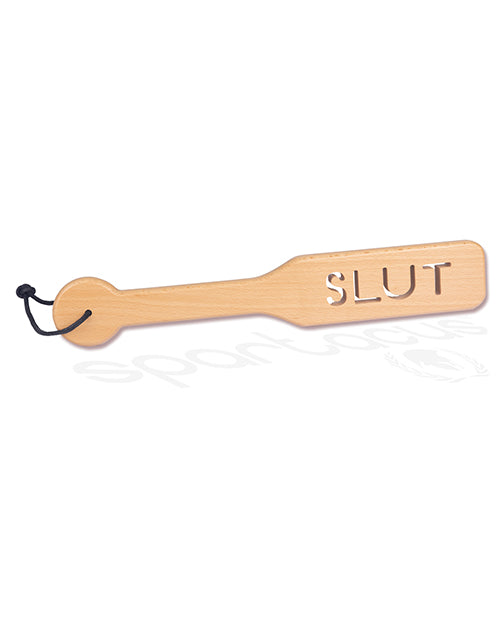 Spartacus Bondage Paddle Zelkova Wood Slut Cutout Compact Design for Sensation Play
