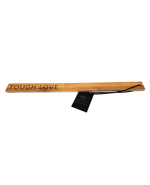 Spartacus Bondage Paddle Zelkova Wood with 'Tough Love' Cutout Design for Sensation Play and Impact Play