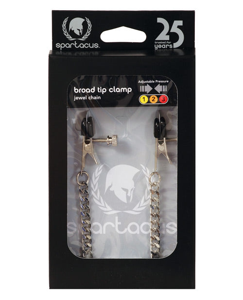 Spartacus Bondage Nipple Clamps Broad Tip Adjustable Design Jewel Chain for Sensory Play and Even Pressure
