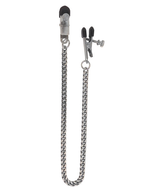 Adjustable Broad Tip Nipple Clamps with Jewel Chain