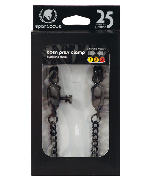 Spartacus Bondage Restraints Adjustable Alligator Nipple Clamps Black Chain for Customized Pressure and Sensation Play