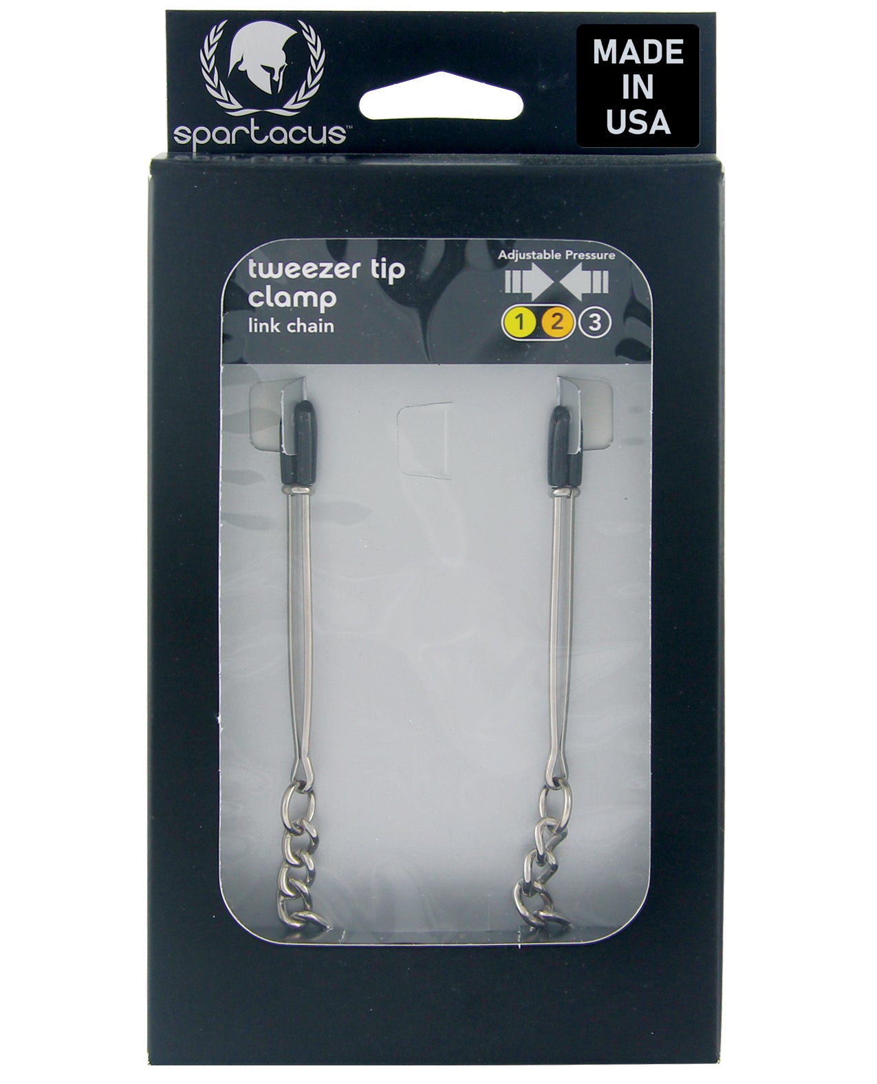Spartacus Nipple Clamps Adjustable Tweezer Style with Link Chain for Comfortable Sensory Bondage